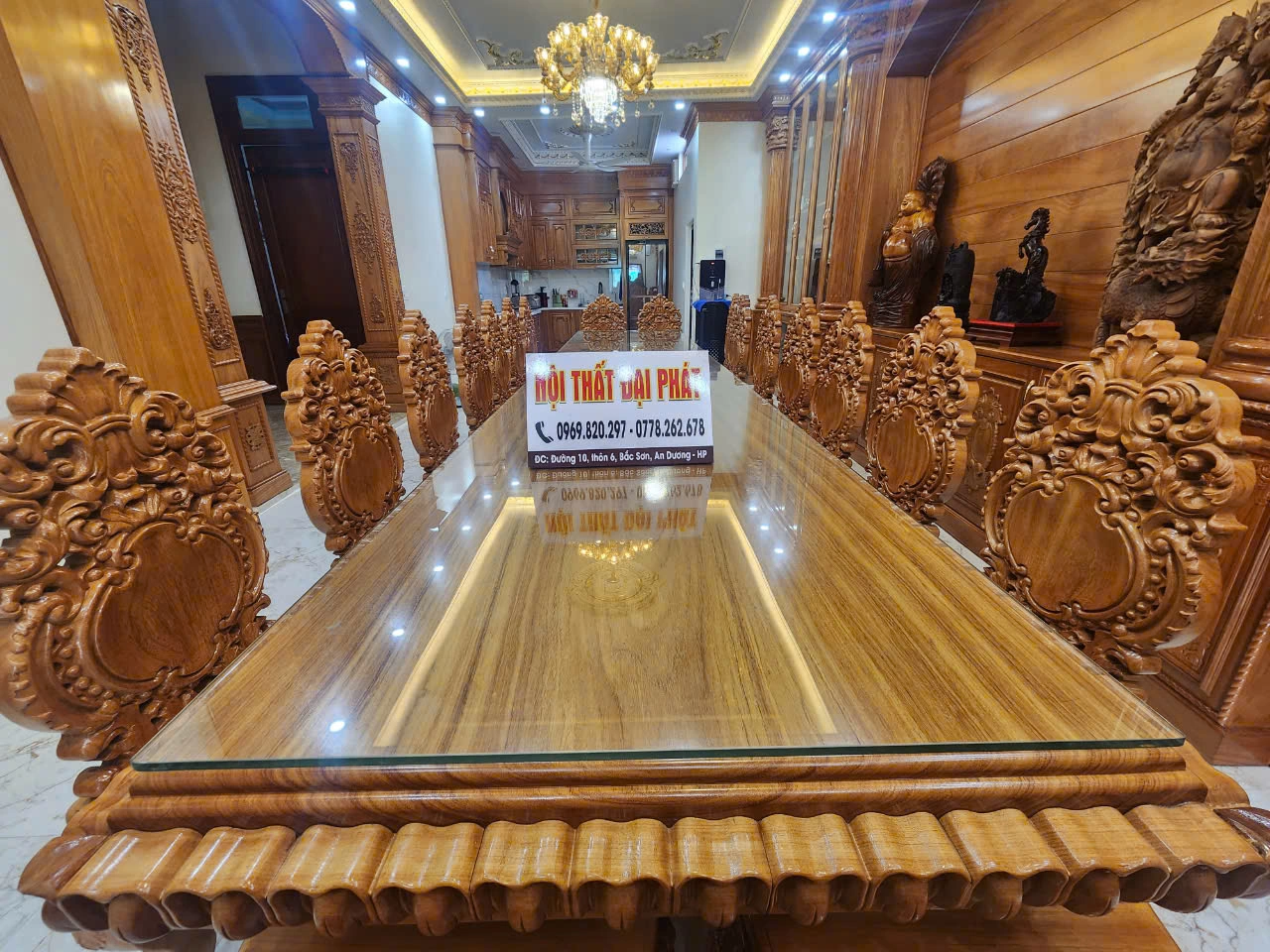 Nội thất bộ bàn ăn nguyên khối phong cách cổ điển