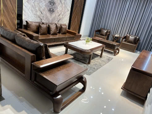 Sofa chân xoắn gỗ sồi
