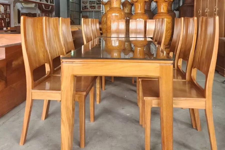 Bộ bàn ăn thường gỗ gõ